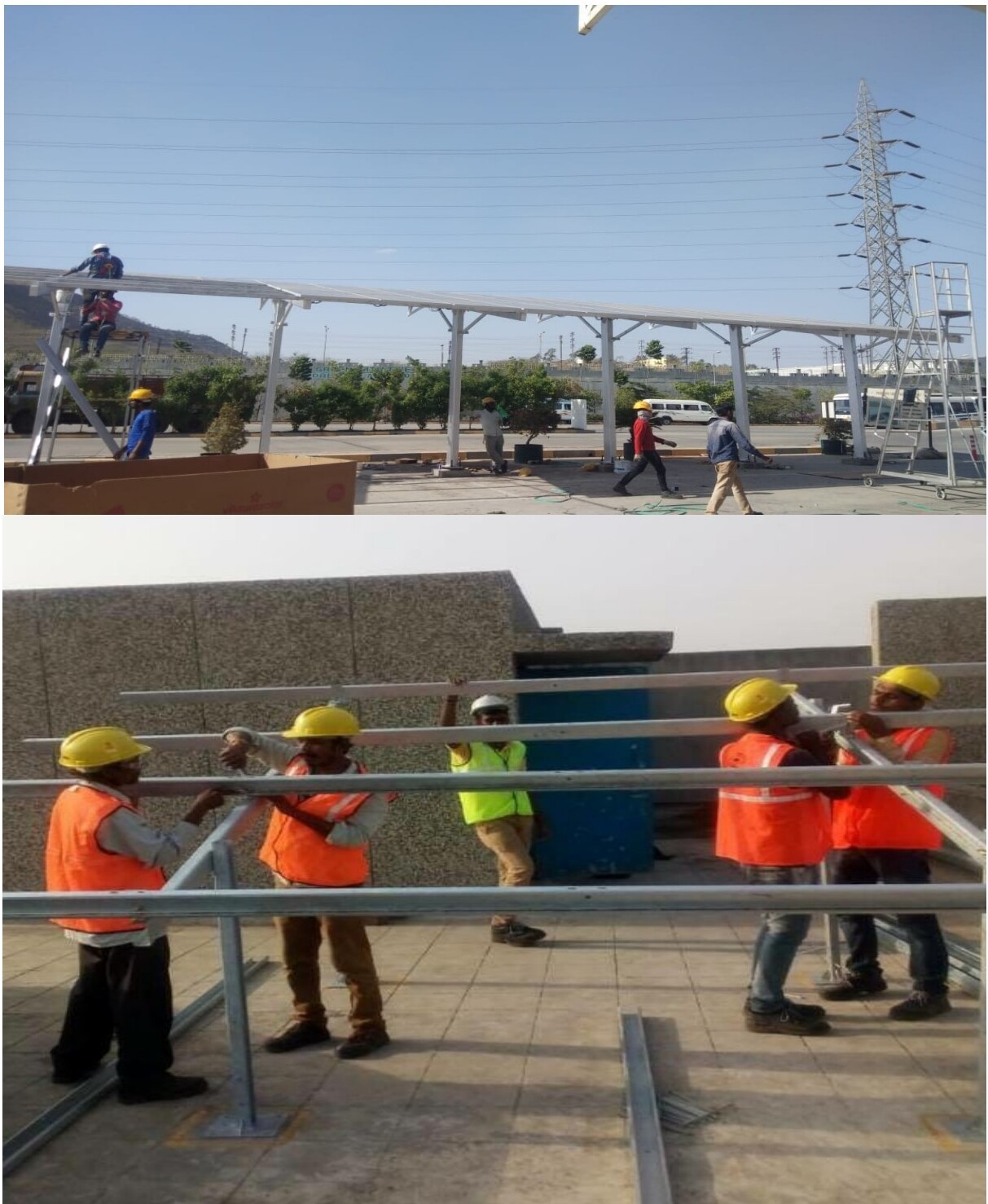 SunMania crew assembling solar mounting structure